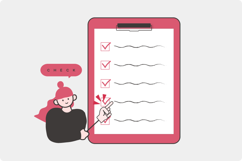 チェックシートで比較する女性のイラスト