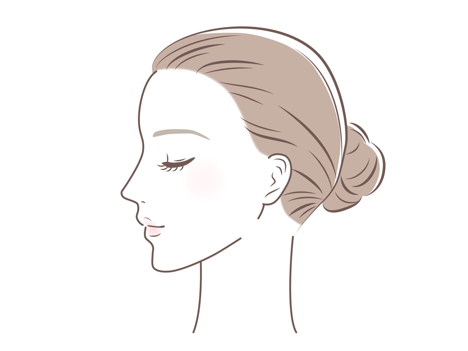 女性の横顔とフェイスラインのイラスト